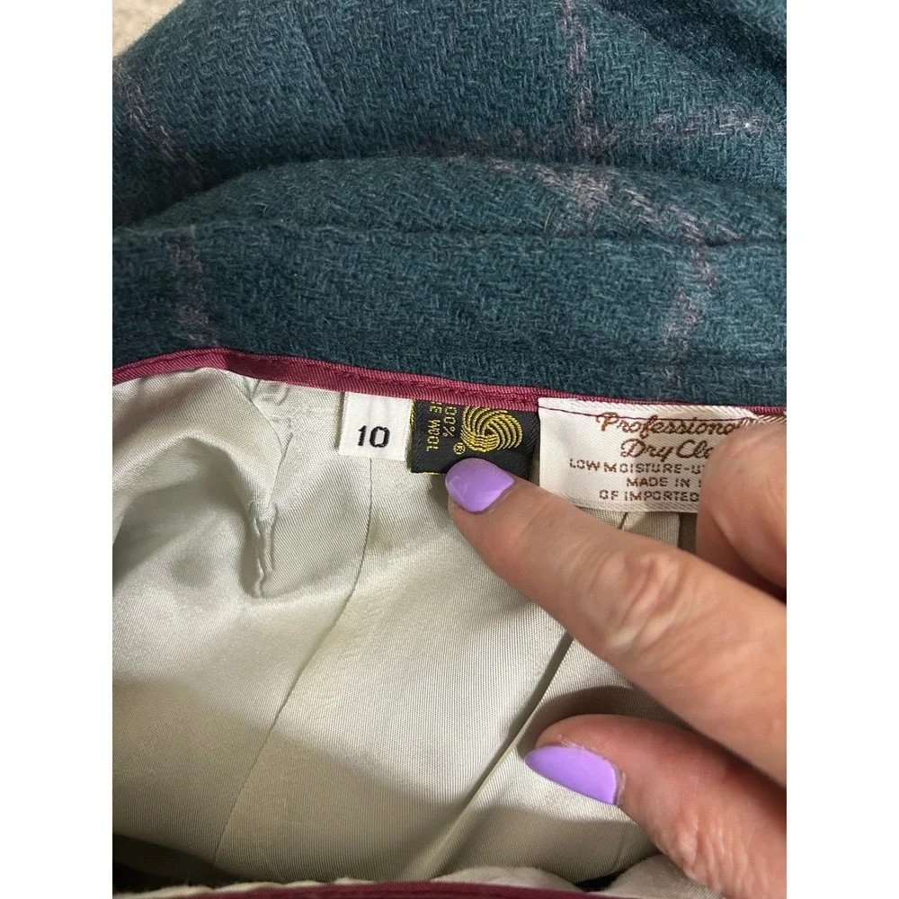 Vintage Bristol County‎ Wool Blend Plaid Pencil Skirt - Size 10